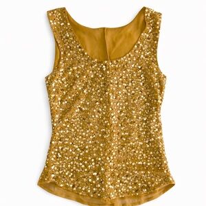 French Boutique Gold Sequin Top Side Zip Luxe Evening